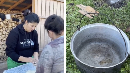 Mama Geta și fetele sale au pregătit numai bunătăți pentru nunta lui Iancu Sterp. Au scos ceaunul în curte și s-au apucat de treabă