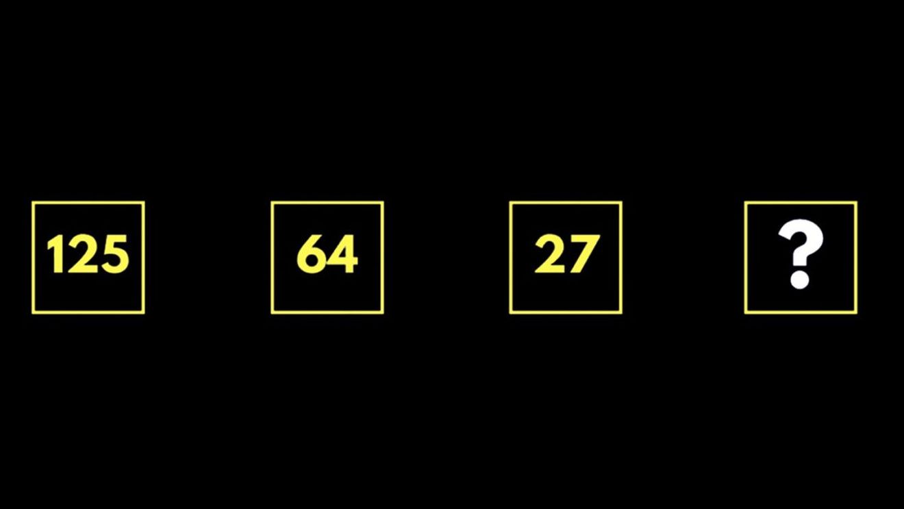 Test IQ exclusiv pentru genii | Ce număr urmează în seria: 125, 64, 27?