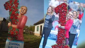 INEDIT. Simona Halep din beton şi fier, în grădina unui artist din Olt