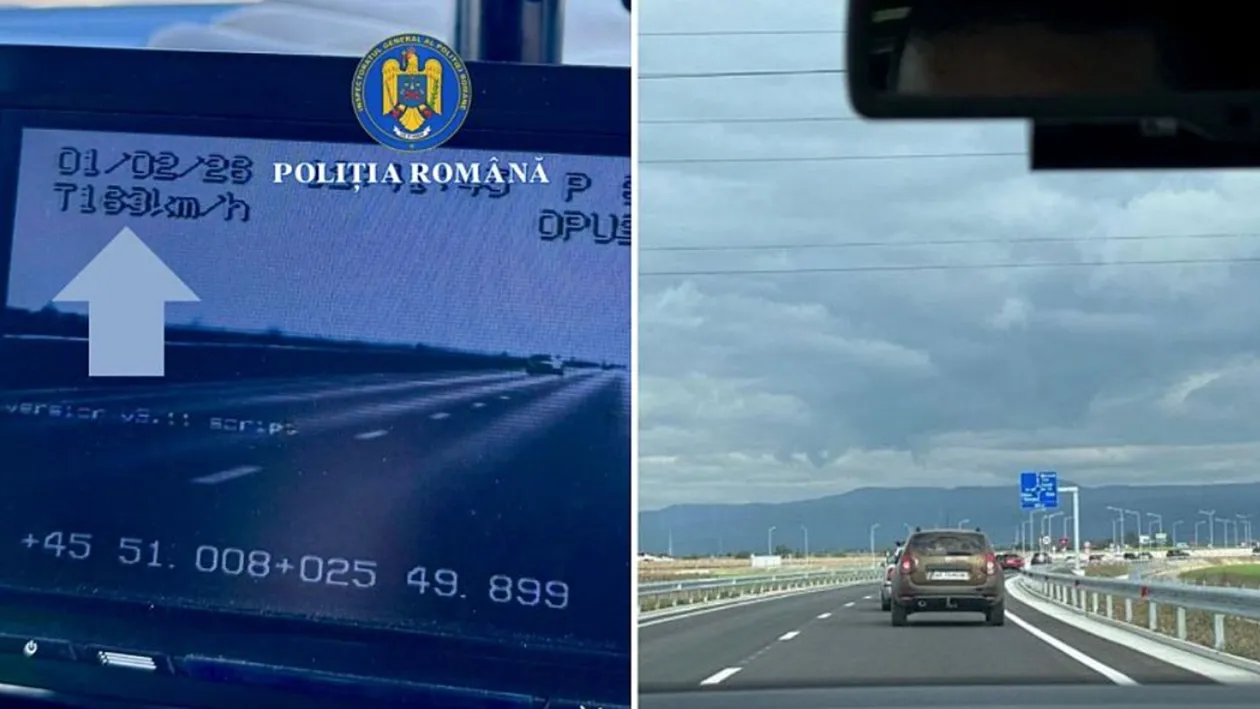 Polițiștii de la Rutieră au oprit o mașină care circula cu 163 km/h. Au rămas fără cuvinte când au văzut cine era la volan
