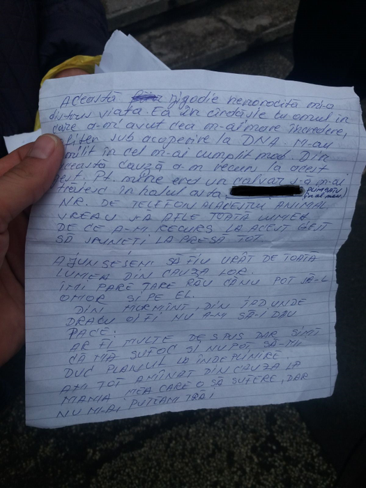 Biletul de adio lăsat de criminal