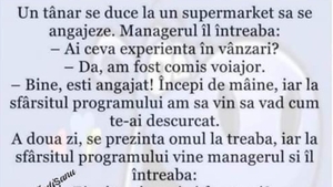 BANC | Un tânăr se duce la un supermarket să se angajeze