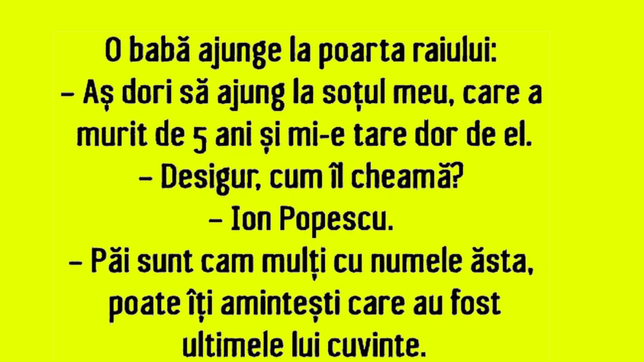 BANC | O bătrână, la Poarta Raiului: Aș dori să ajung la soțul meu