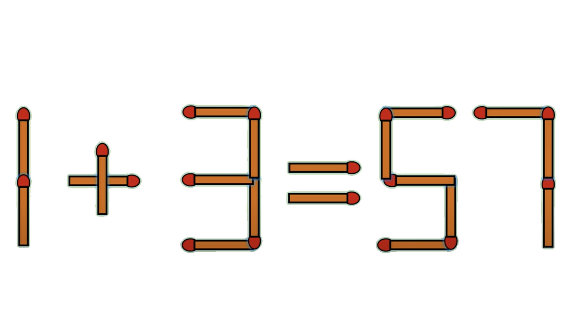 Test de inteligență | Mutați un singur chibrit pentru a corecta 1 + 3 = 57