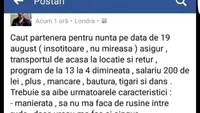 Postarea care a a devenit virală pe Facebook: „Caut parteneră pentru nuntă pe data 19 august”