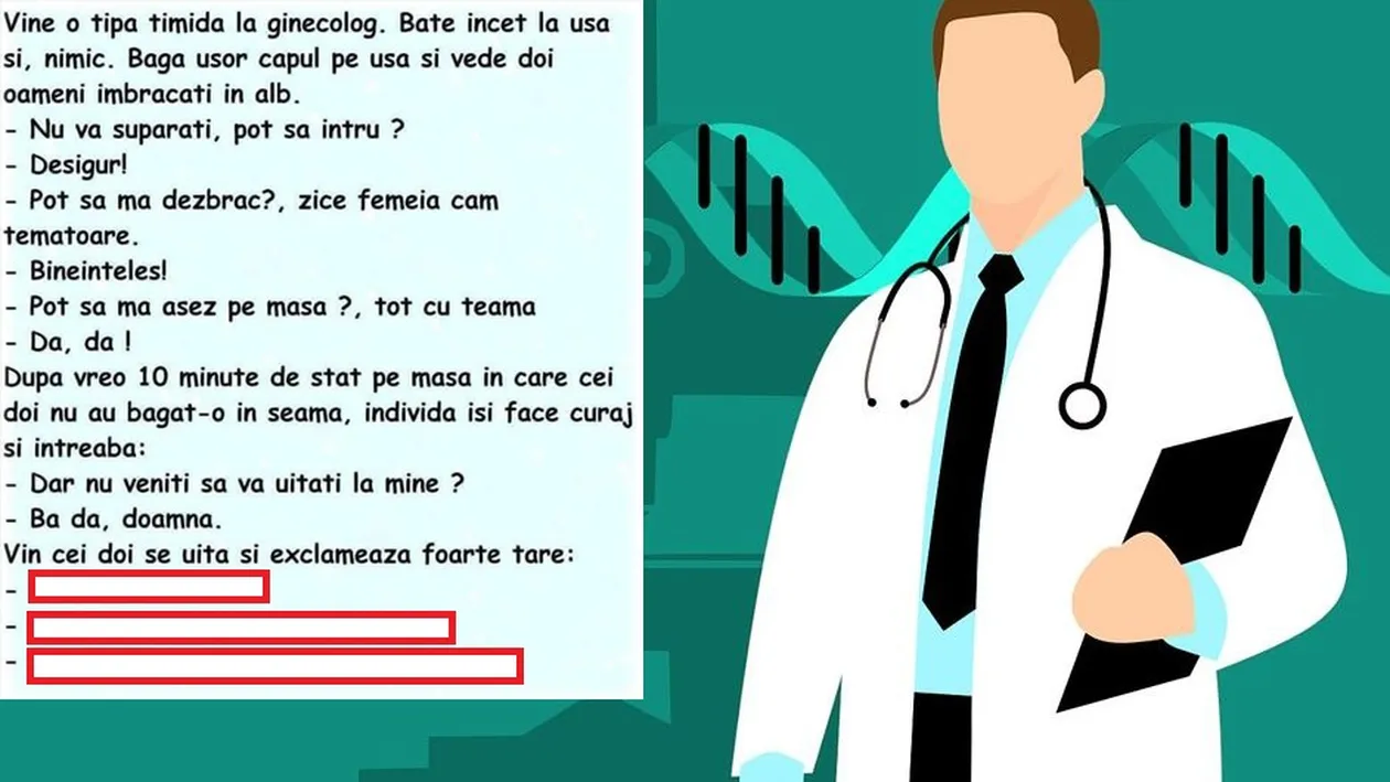 Bancul Zilei | Ce a putut să pățească o femeie timidă care a mers în cabinetul ginecologului