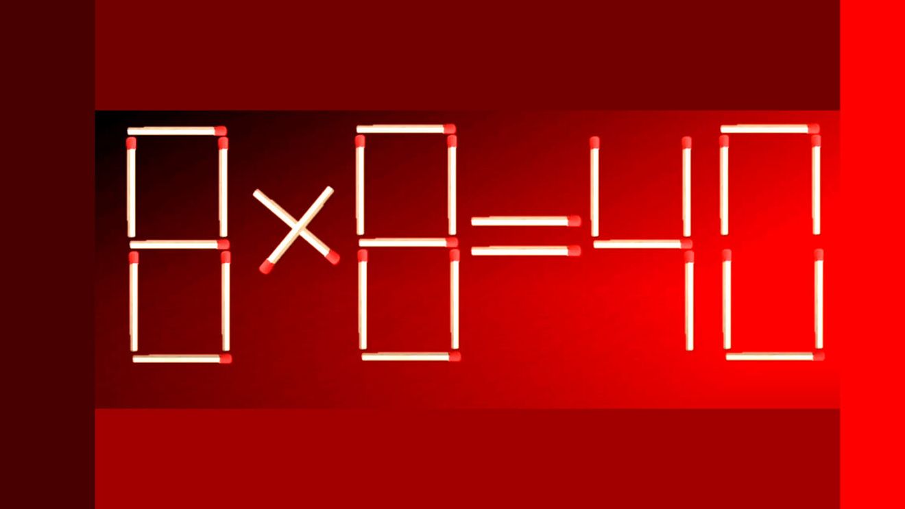 Test IQ pentru genii | Mutați un singur chibrit pentru a corecta 8x8=40. Sunt 2 soluții!