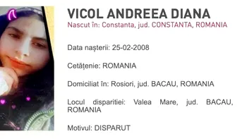 Vicol Andreea Diana, o fată de 15 ani din Bacău, a dispărut fără urmă. Cine o vede, este rugat să sune la 112!