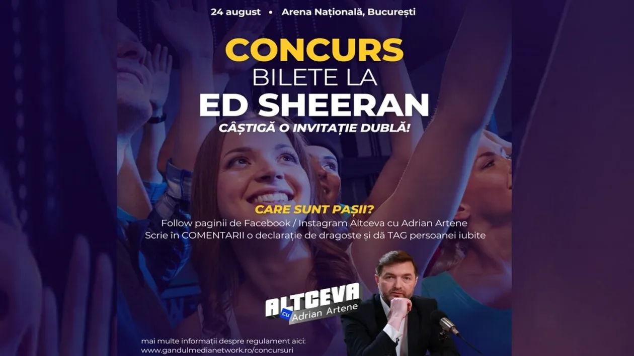 ALTCEVA CU ADRIAN ARTENE vă oferă 80 de BILETE la concertul lui Ed Sheeran de la București