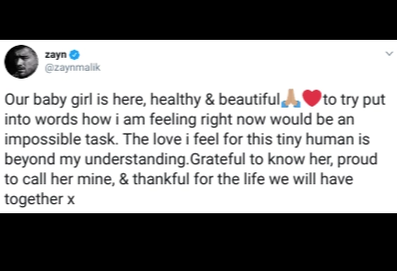 Gigi Hadid a născut! Prima imagine cu fiica modelului Victoria’s Secret și a artistului Zayn Malik