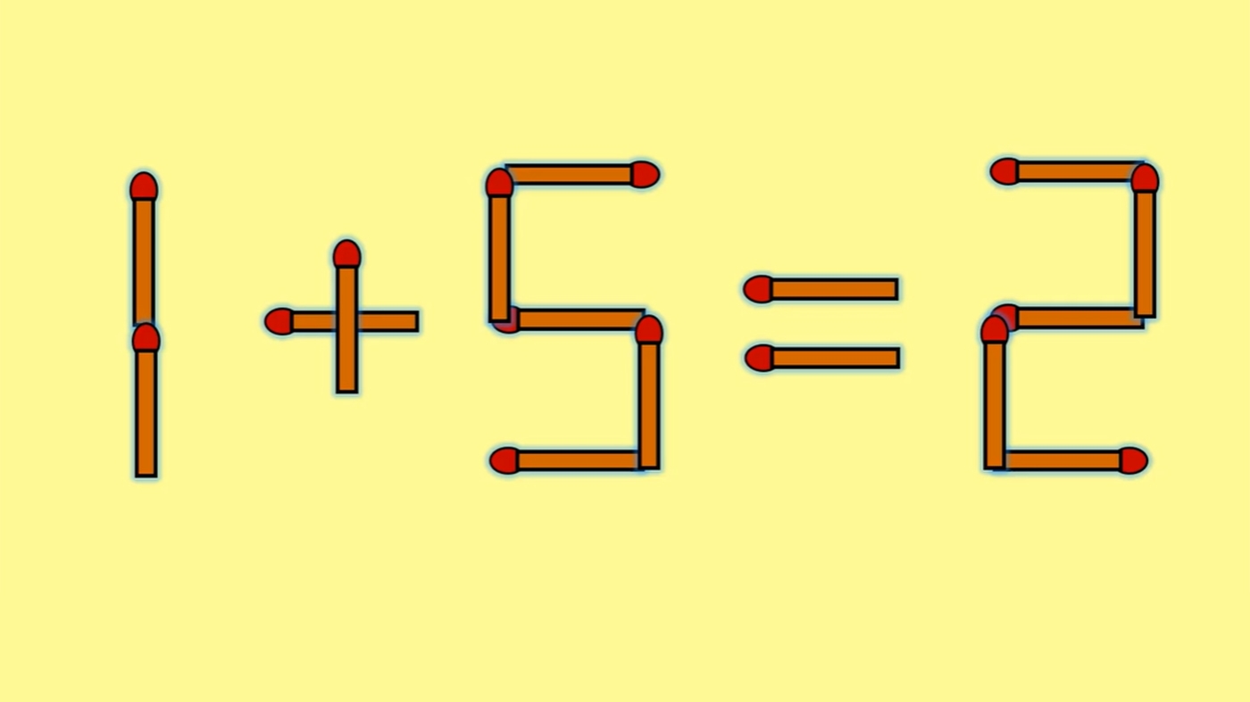 Test IQ cu chibrituri | Mutând un singur băț, transformați 1+5=2 într-o egalitate corectă
