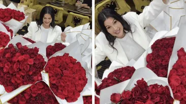 Florin Salam și-a surprins soția cu un cadou uriaș. Imaginile cu muntele de trandafiri roșii au devenit virale