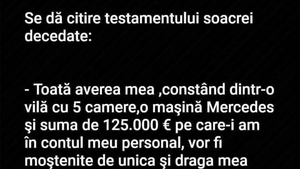 BANCUL ZILEI | Testamentul soacrei