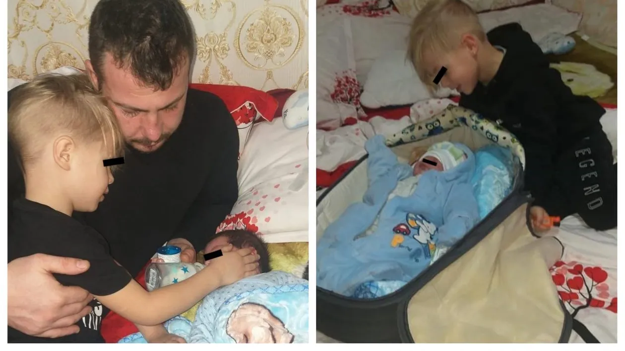 Imagini sfâşietoare cu cei doi copii ai femeii din Caracal care a murit la câteva ore după naştere „Unul strigă mami şi celălalt suspină după mirosul mamei”
