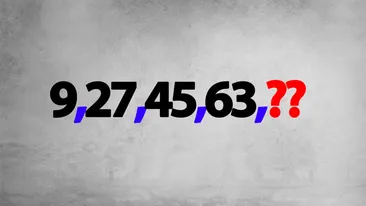 Test IQ exclusiv pentru genii | Ce număr urmează în seria: 9,27,45,63?