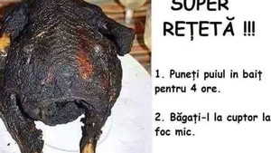 BANC | Super-rețetă pentru pui la cuptor: "Puneți puiul în baiț pentru 4 ore. Băgați-l la cuptor, la foc mic. Intrați.."