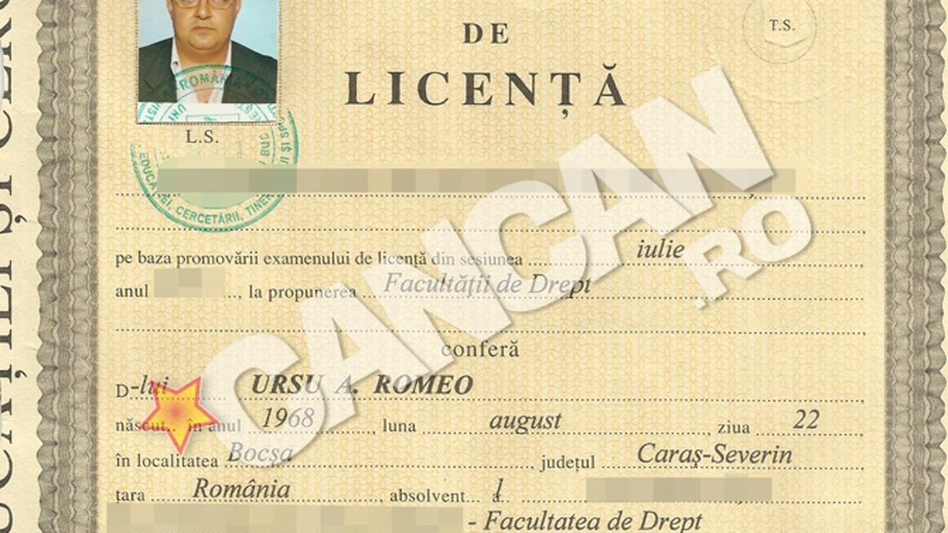 Boenica, omul 2 in 1! Cautat international, dar licentiat in Drept cu note de premiant! A luat examenul cu nota 9