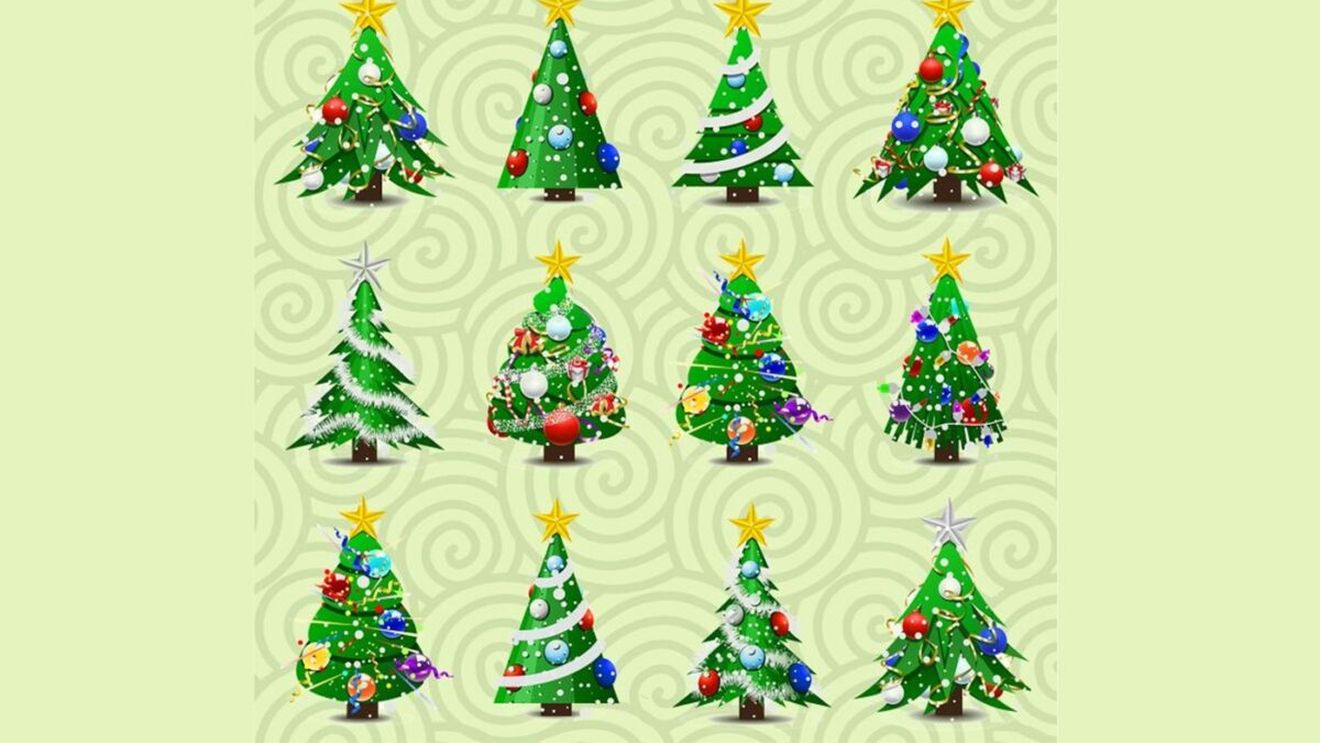 Test de logică | Care sunt singurii 2 brazi de Crăciun identici?