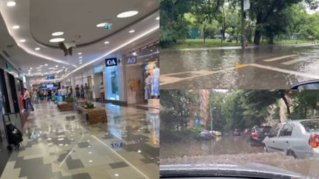 Potopul a făcut ravagii în București! S-a surpat acoperișul la mall Plaza, inundații în restul orașului