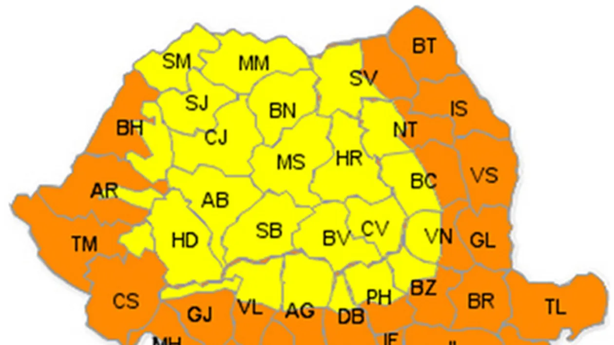 Cod portocaliu de canicula, vineri, in vestul, sudul si estul Romaniei
