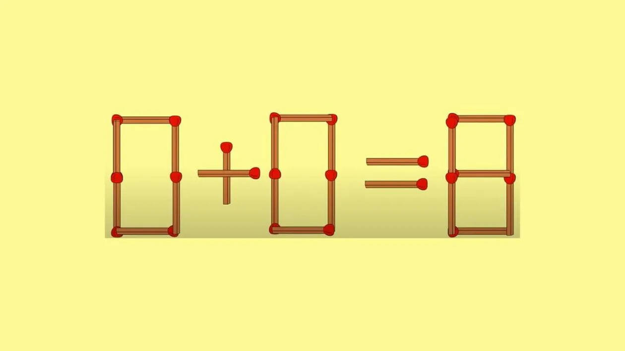 Test de inteligență | Ești un geniu? Mută un singur chibrit pentru a corecta egalitatea 0+0=8