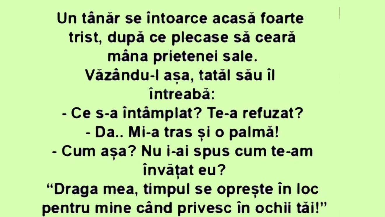 BANC | Un tânăr se întoarce acasă foarte trist, după ce plecase să ceara mâna iubitei
