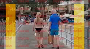 VIDEO RAR cu blonda lui GEORGE SIMION în vacanța din Egipt. Bogata candidată AUR, filmată mergând șmecherește în bikini!