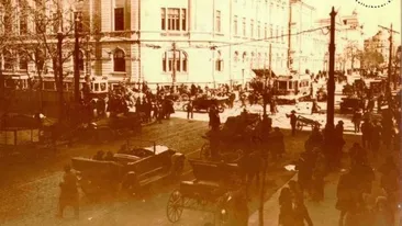 Bucurestiul de altadata! Chiar daca in oras erau mai multe trasuri decat masini, traficul era infernal!