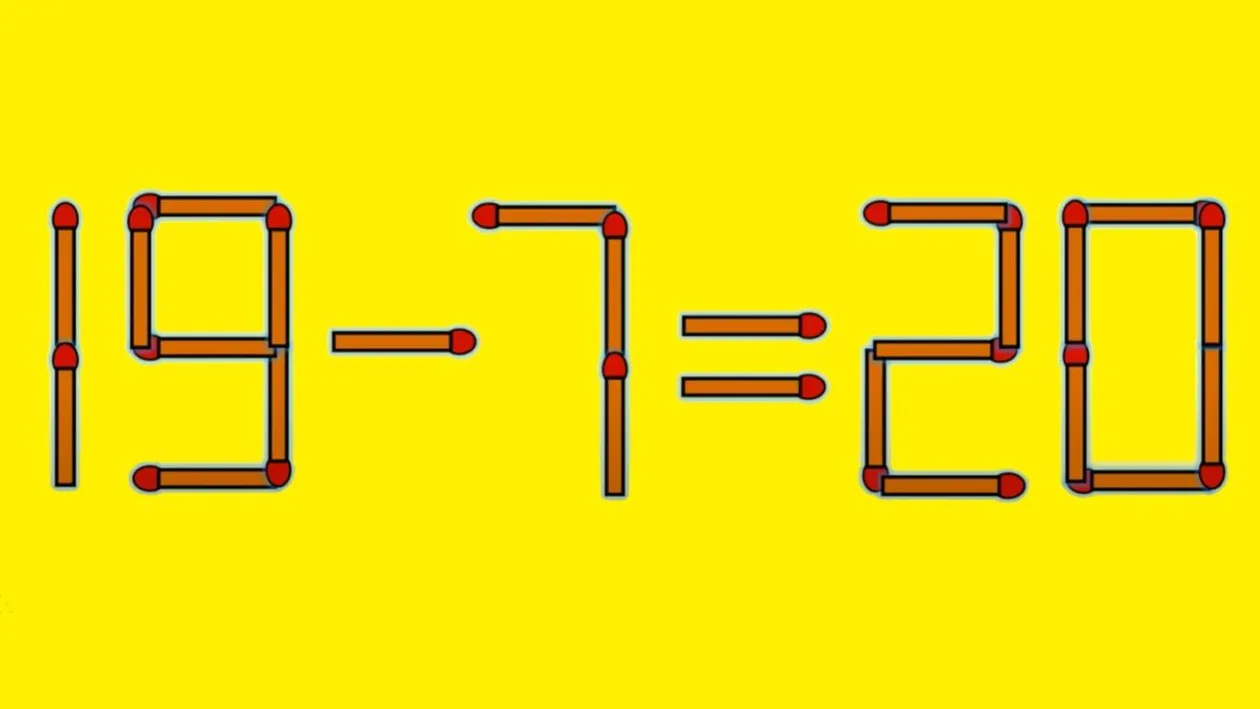 Test IQ cu chibrituri | Mutați un singur băț, pentru a corecta 19 - 7 = 20