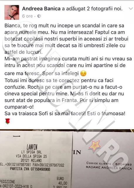 Andreea Bănică i-a răspuns Biancăi Drăguşanu