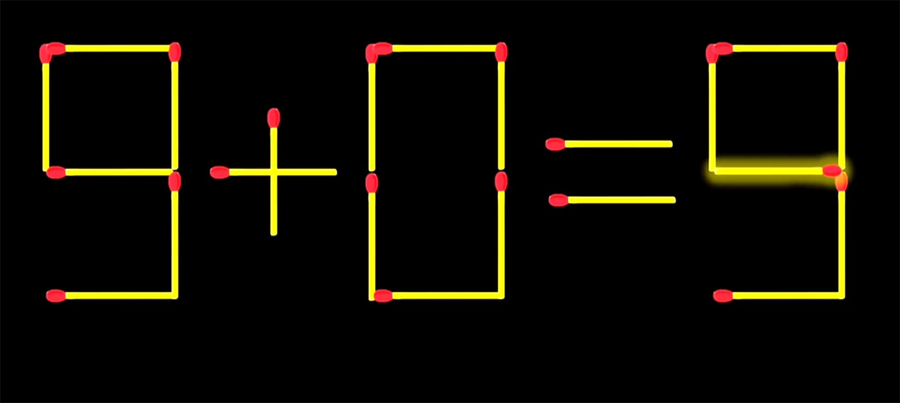 Test de inteligență | Mutați un singur chibrit pentru a corecta 9 + 0 = 0