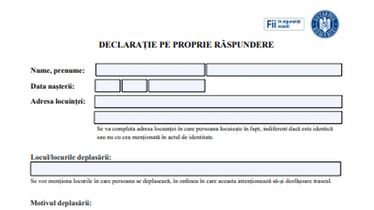 Declarația pe propria răspundere devine, din nou obligatorie. Iată cum arată!