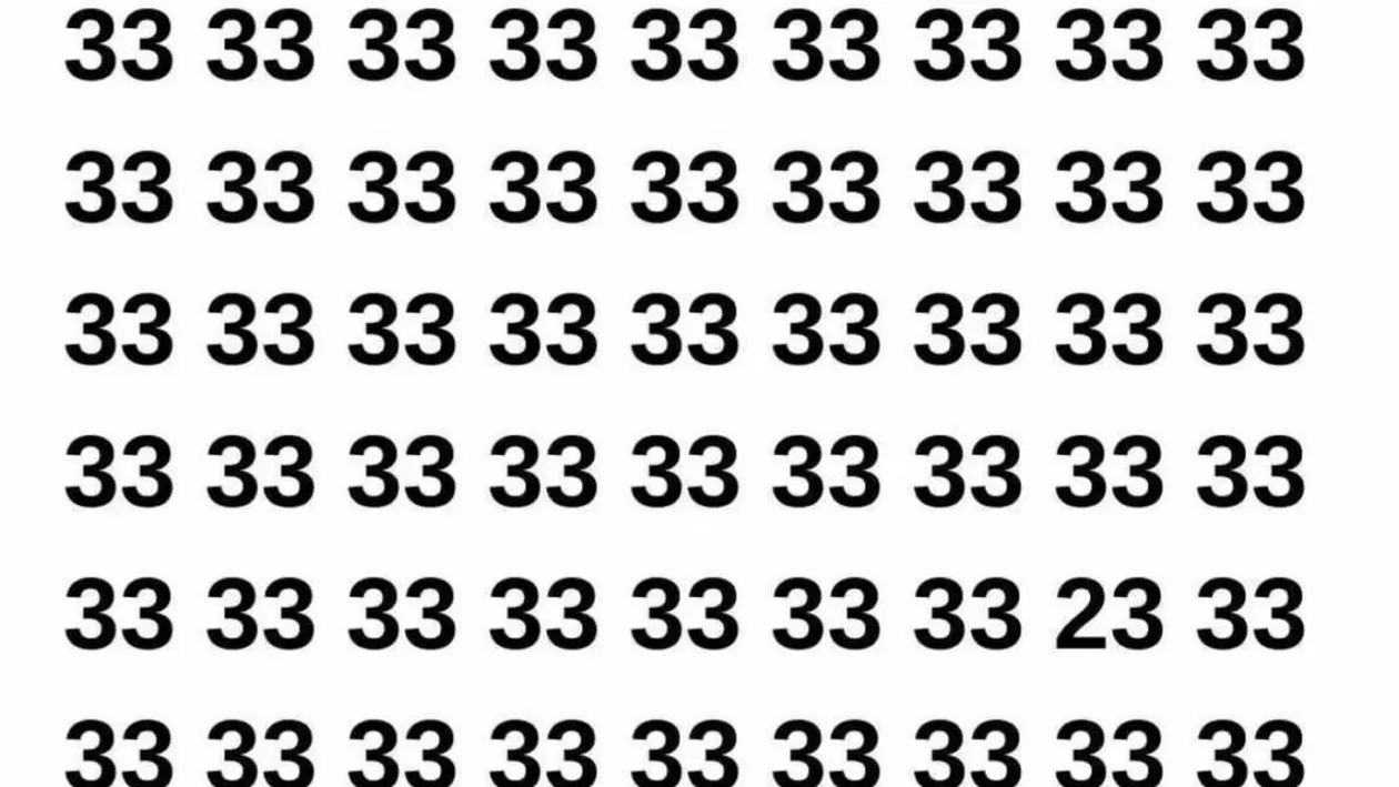 Test de perspicacitate | Nu toate numerele din imagine sunt 33. Găsiți-l pe cel diferit!