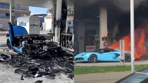 Bolid de 500.000 de euro, cuprins de flăcări. Lamborghini-ul a ajuns de nerecunoscut