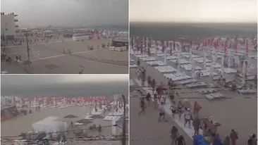 Furia naturii s-a dezlănțuit pe litoral. Turiștii din Eforie Nord s-au adăpostit rapid, vineri dimineața