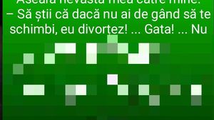Bancul zilei! Aseară, nevastă-mea către mine: "Dacă nu ai de gând să te schimbi, eu divorţez..."