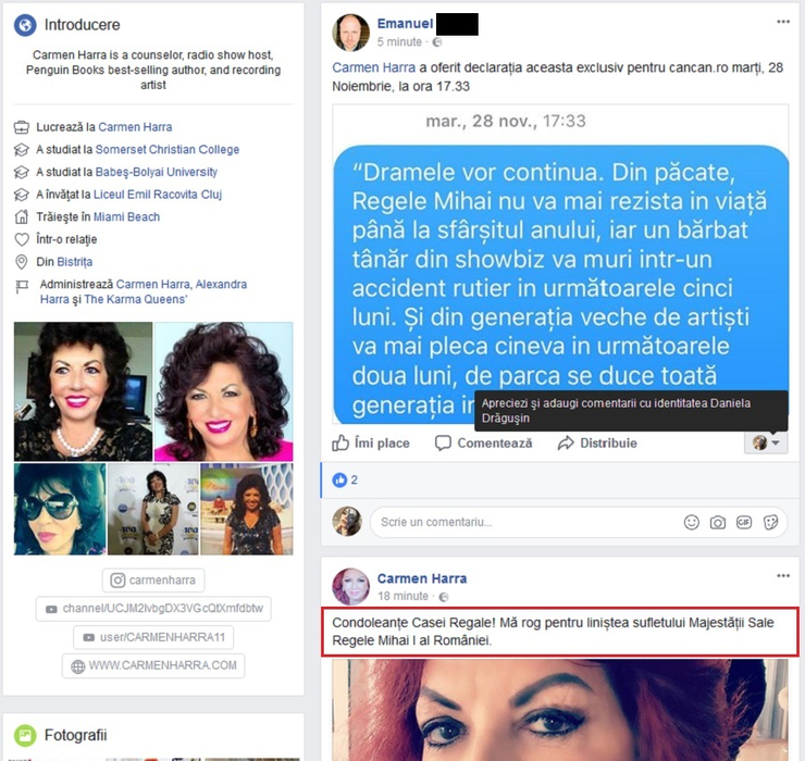 Previziunea lui Carmen Harra despre Regele Mihai s-a adeverit! Alte două nume grele din showbiz ne vor părăsi: „… va muri într-un accident rutier”