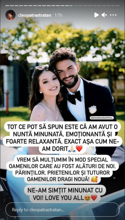 Cleopatra Stratan și Edward Sanda s-au căsătorit! Detaliul inedit pe care l-au observat fanii la verighetele lor
