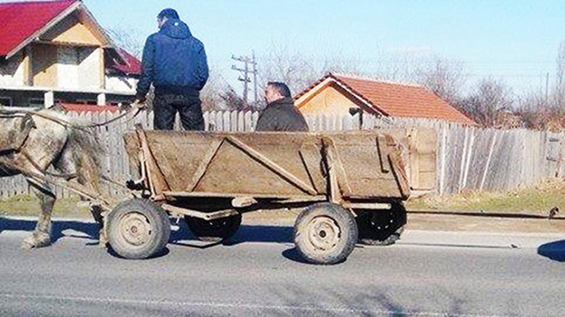 Soferii au ramas uimiti! Ce trage, de fapt, in spatele ei caruta din imagine