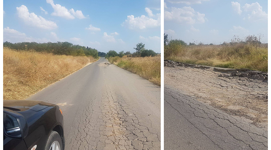 Atenție, șoferi! Există 2 cratere pe un drum circulat din județul Giurgiu, iar pericolul de accident este uriaș