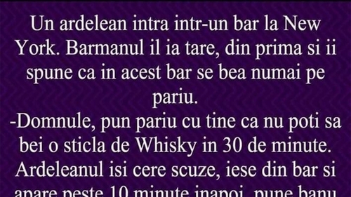BANCUL ZILEI | Un ardelean intră într-un bar din New York