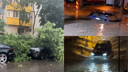 Urmările furtunii din București. Străzi blocate, copaci rupți și stații de metrou închise