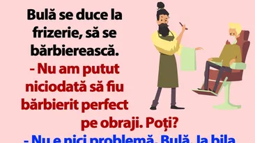 BANC | Bulă se duce la frizerie, să se bărbierească
