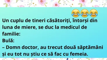Bancul zilei | Un cuplu de tineri căsătoriți, la medic