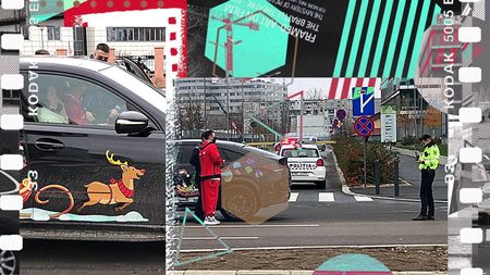 Dorian Popa și-a transformat bolidul în sania lui Moș Crăciun. Până și polițiștii l-au oprit să-și facă poze