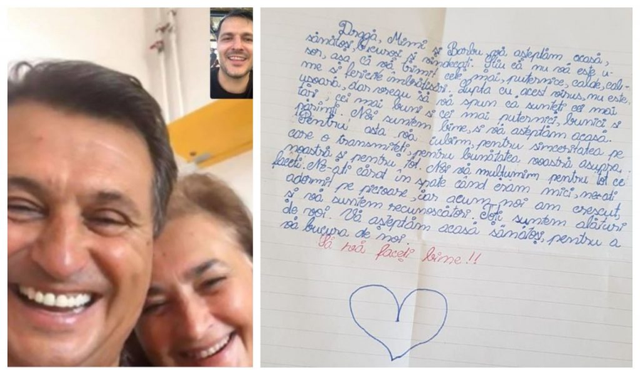 Nea Mărin și soția, prima poză din salonul spitalului în care sunt tratați împotriva noului coronavirus. Cei doi soți au primit o scrisoare emoționantă de la nepoțica lor Ana © Facebook / Instagram