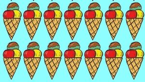 Test de logică | Găsiți înghețata diferită de celelalte!