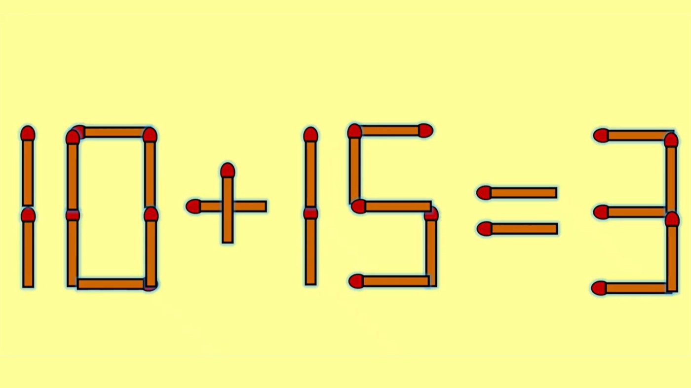 Test de inteligență | Mutați un singur chibrit pentru a corecta 10 + 15 = 3
