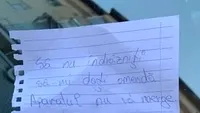 Mesajul scris cu pixul de un șofer pentru polițiști, după ce nu și-a plătit parcarea: “Să nu îndrăzniți să-mi dați amendă”