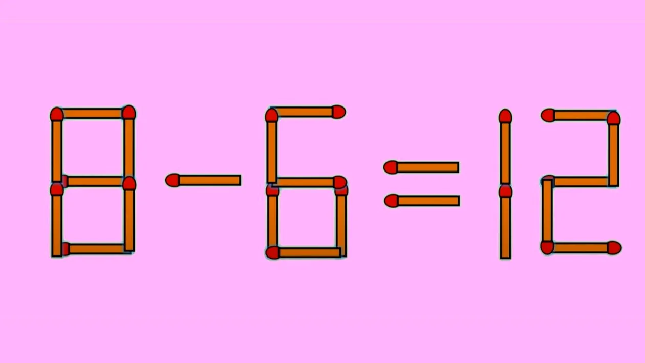 Test IQ cu chibrituri | Corectați 8 - 6 = 12, mutând un singur chibrit